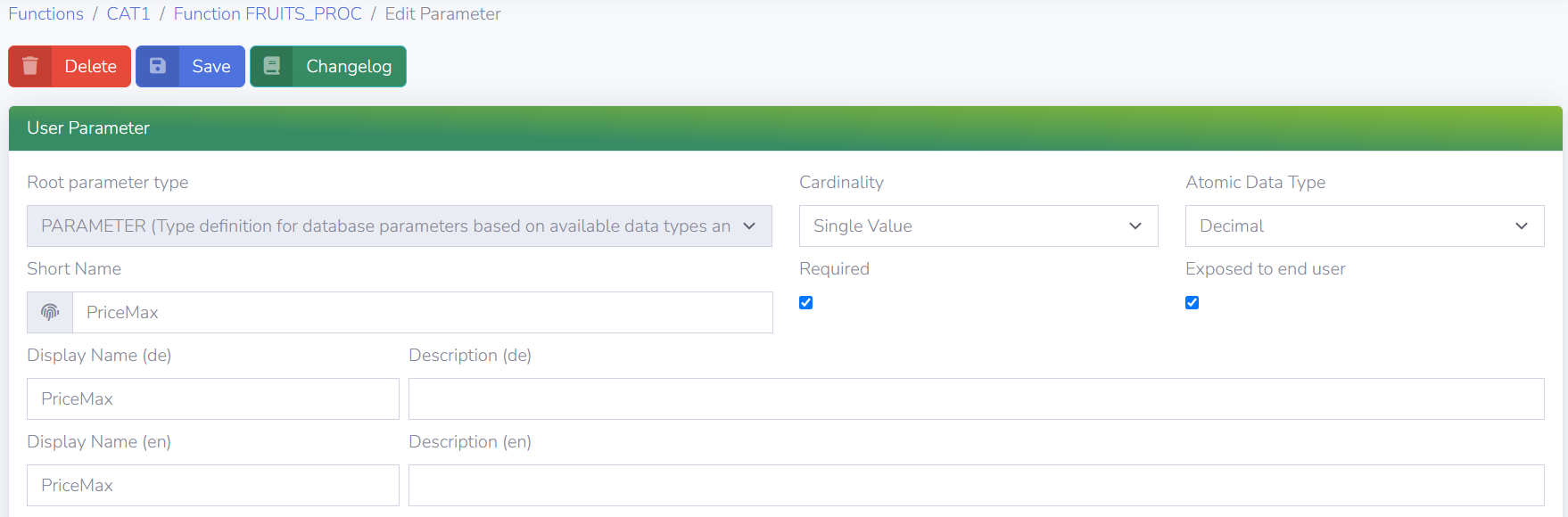 Configure End-User Parameters for ODBC_PROC