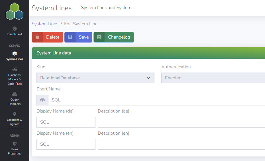 Create new System Line for SQL Server