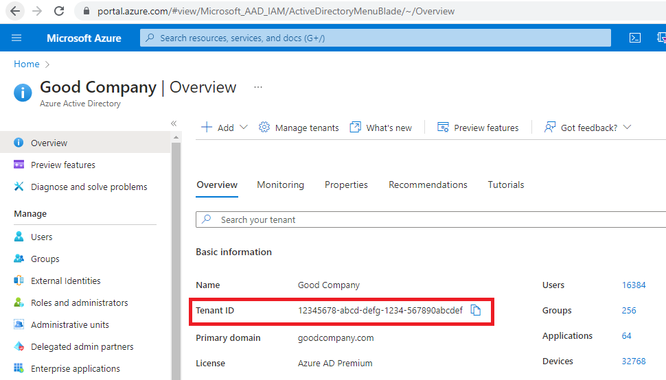 technical Setup get Tenant ID